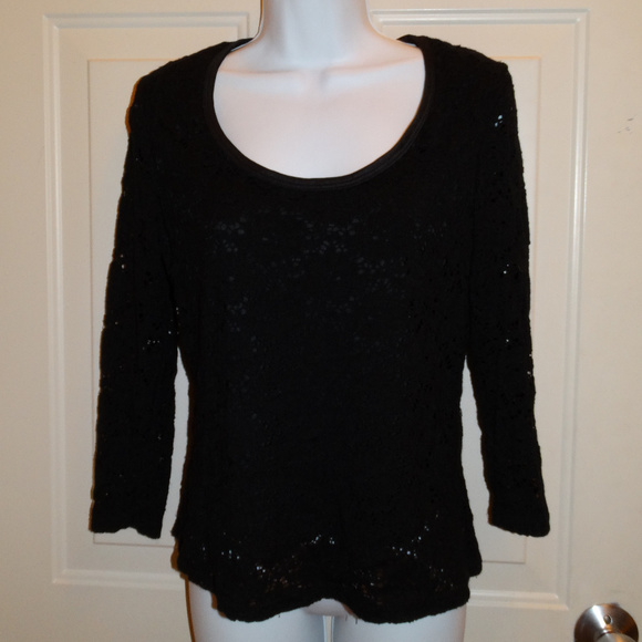 Beautiful Black Blouse with Cut Outs - Picture 1 of 5